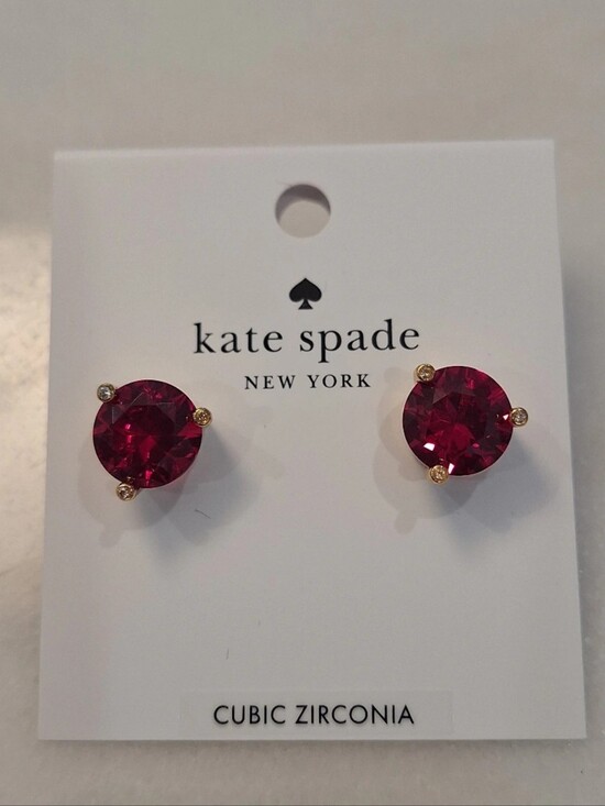 kate spade Jewelry - Kate Spade Red Rise & Shine Crystal Round Stud Earrings NWT